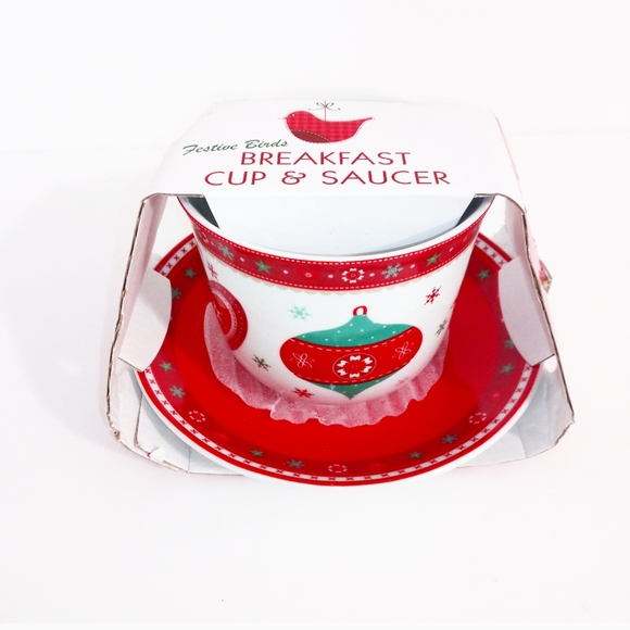 NEW Festive Birds Breakfast Cup & Saucer Set - Picture 1 of 11